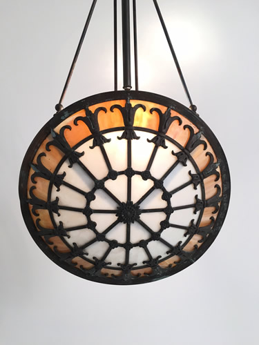 Bronze and Leaded Glass Inverted Dome